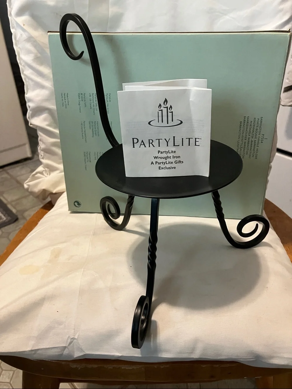 New. Partylite  black wrought iron , chair style design 10”-6”